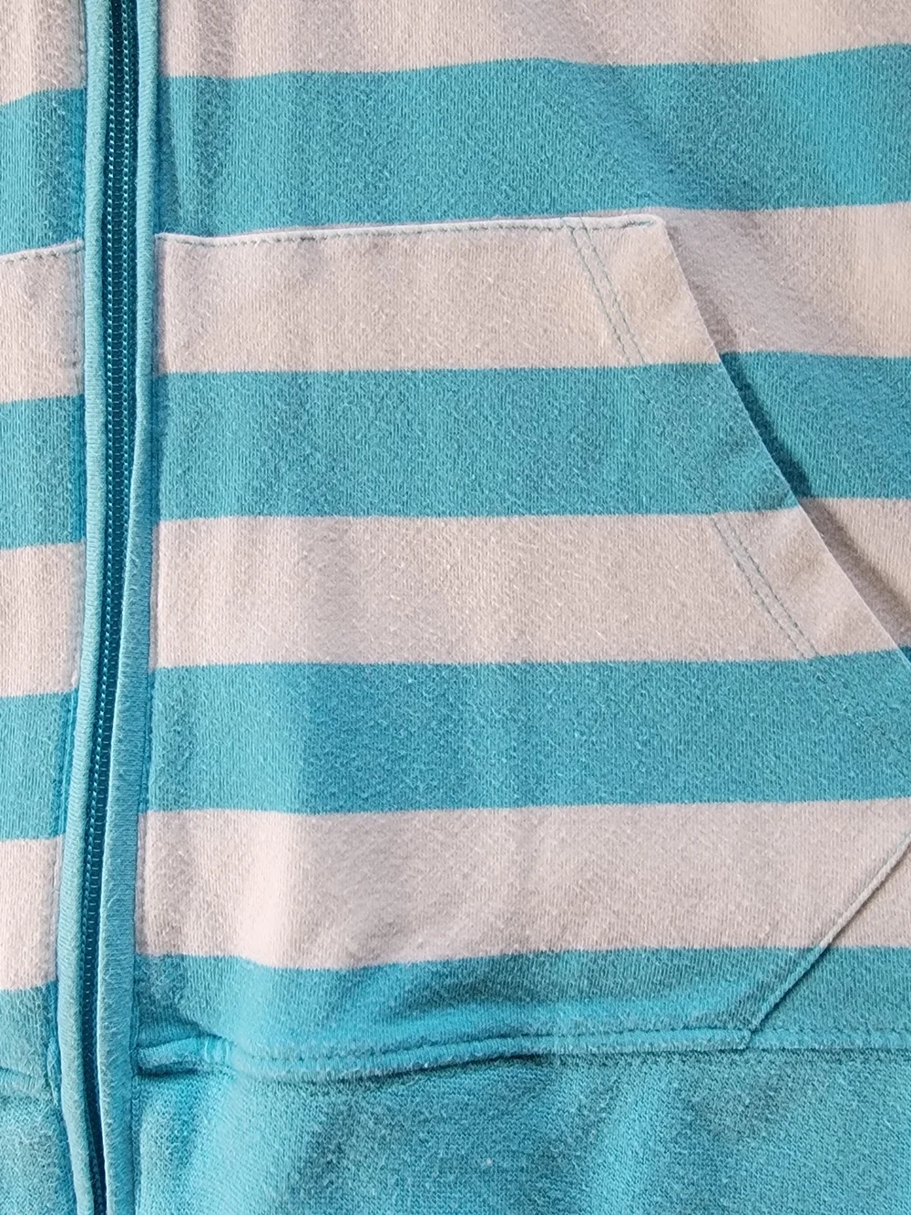 Tommy Hilfiger Turquoise & White Striped Short-Sleeve Zip Hoodie - Picture 2 of 4